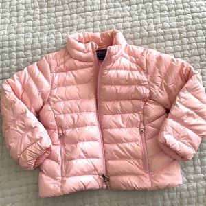 Polo Ralph Lauren light pink puffer jacket with white horse, size 3T